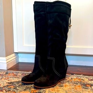 NWT Dr. Scholl's Black Suede Over the Knee Boots Sleek Design